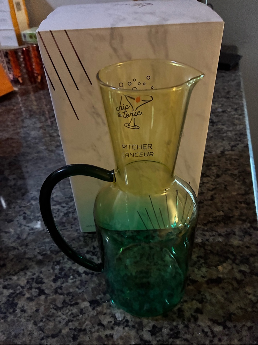 Chip & Tonic Green Glass Pitcher -